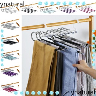 Ynatural ไม้แขวนเสื้อ สเตนเลส พับได้ อเนกประสงค์ สําหรับจัดระเบียบเสื้อผ้า กางเกง