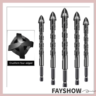 Fay ชุดเครื่องมือสว่านไฟฟ้า 5 ชิ้น ดอกสว่านเจาะกระเบื้องคอนกรีต โลหะผสม 4 ขอบ 5 ชิ้น ด้ามจับหกเหลี่ยม 5 6 8 10 12 มม.