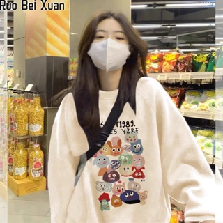 Ruo Bei Xuan ผู้หญิงใหม่สบายๆหลวมเสื้อกันหนาวบางกลับห่อคอดึงไหล่