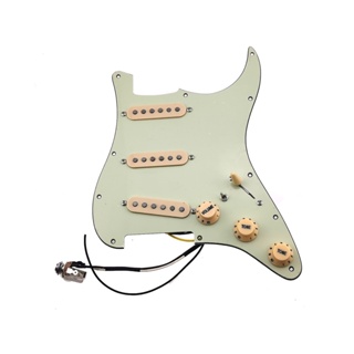 Hs-(พร้อมส่ง) ชุดปิ๊กอัพกีตาร์ Alnico 5 Pickups SSS Single Coils Loaded Pickguard สีเหลือง