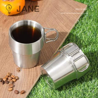 Jane ถ้วยกาแฟ สเตนเลส พับได้ สะดวก สําหรับปิกนิก ปีนเขา