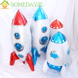 Somedayzl ลูกโป่ง ลายจรวด 3D สีฟ้า สีแดง สําหรับตกแต่งปาร์ตี้วันเกิด