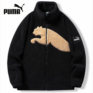 Puma ของแท้ 100% เสื้อแจ็กเก็ต ผ้าฟลีซ แบบหนา ให้ความอบอุ่น ลายโลโก้ สีตัดกัน สไตล์สตรีท สําหรับผู้ชาย