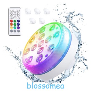 Blossomea ไฟ LED ใต้น้ํา ใช้แบตเตอรี่ พร้อมรีโมตคอนโทรล RF ถ้วยดูด สําหรับสระว่ายน้ํา น้ําพุ อ่างอาบน้ํา ตู้ปลา