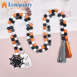 Lumiparty พวงมาลัยลูกปัดไม้ ประดับพู่ ลายแมงมุม สําหรับฮาโลวีน 2 ชิ้น