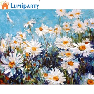 Lumiparty ภาพวาดสีน้ํามัน บนผ้าใบ รูปดอกเดซี่ ขนาด 40x50 ซม. สําหรับตกแต่งผนัง Diy