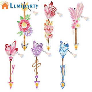 Lumiparty ที่คั่นหนังสือ ปักครอสสติตช์ รูปขนนก สวยหรู Diy สําหรับวันวาเลนไทน์ 6 ชิ้น