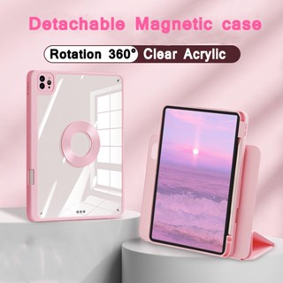 เคสแม่เหล็ก ถอดออกได้ หมุนได้ 720 องศา พร้อมช่องใส่ดินสอ สําหรับ Xiaomi Pad 6 6 Pro 11 นิ้ว 2023 5 Pro 5 11 นิ้ว Redmi Pad 10.61 นิ้ว