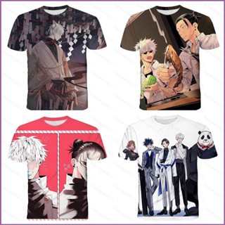 Sq2 เสื้อยืดแขนสั้นลําลอง พิมพ์ลายอนิเมะ Jujutsu Kaisen Gojo Satoru 3D พลัสไซซ์ แฟชั่น สําหรับทุกเพศ