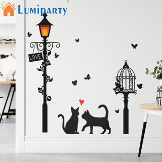 Lumiparty สติกเกอร์วอลเปเปอร์ ลายแมวใต้ท้องถนน มีกาวในตัว สําหรับติดตกแต่งผนังบ้าน