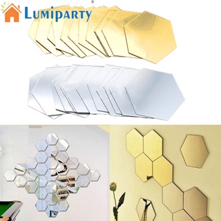 Lumiparty สติกเกอร์กระจกอะคริลิค รูปหกเหลี่ยม 3D DIY สําหรับติดตกแต่งผนังบ้าน ห้องนั่งเล่น 12 ชิ้น