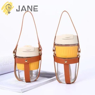 Jane ที่วางแก้วกาแฟ หนัง PU สีน้ําตาล พร้อมที่จับ แบบพกพา สําหรับบ้าน ท่องเที่ยว กลางแจ้ง