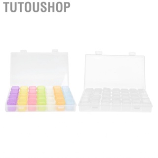Tutoushop 28 Slots Clear Plastic Storage Box Portable Detachable Organizer Household