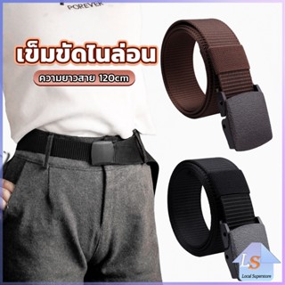 เข็มขัดหัวพลาสติก ความยาว 120 cm สายไนล่อน ไม่ต้องเจาะรู เเข็มขัดแฟชั่น belt