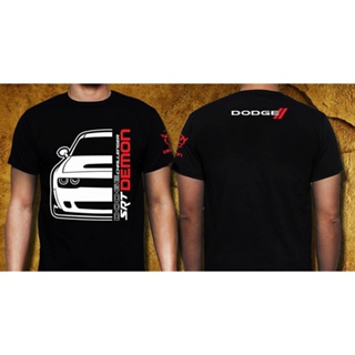 เสื้อยืด ผ้าฝ้าย พิมพ์ลาย Dodge Challenger SRT Demon Gildan พรีเมี่ยม สีดํา