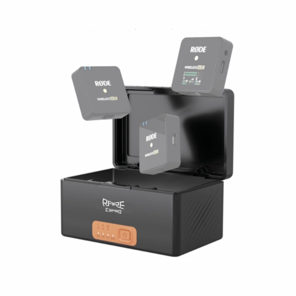 Rode C3Pro ไมโครโฟนไร้สาย 2 เป็นกล่องชาร์จโทรศัพท์มือถือสองชิ้น สําหรับ Wireless Go 2