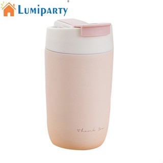 Lumiparty แก้วกาแฟสเตนเลส กันรั่วซึม ความจุขนาดใหญ่ แบบพกพา 480 มล. พร้อมหลอดดูด