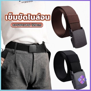 Mahathai เข็มขัดหัวพลาสติก ความยาว 120 cm สายไนล่อน ไม่ต้องเจาะรู เเข็มขัดแฟชั่น belt