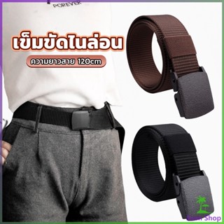 SIAM เข็มขัดหัวพลาสติก ความยาว 120 cm สายไนล่อน ไม่ต้องเจาะรู เเข็มขัดแฟชั่น belt New~