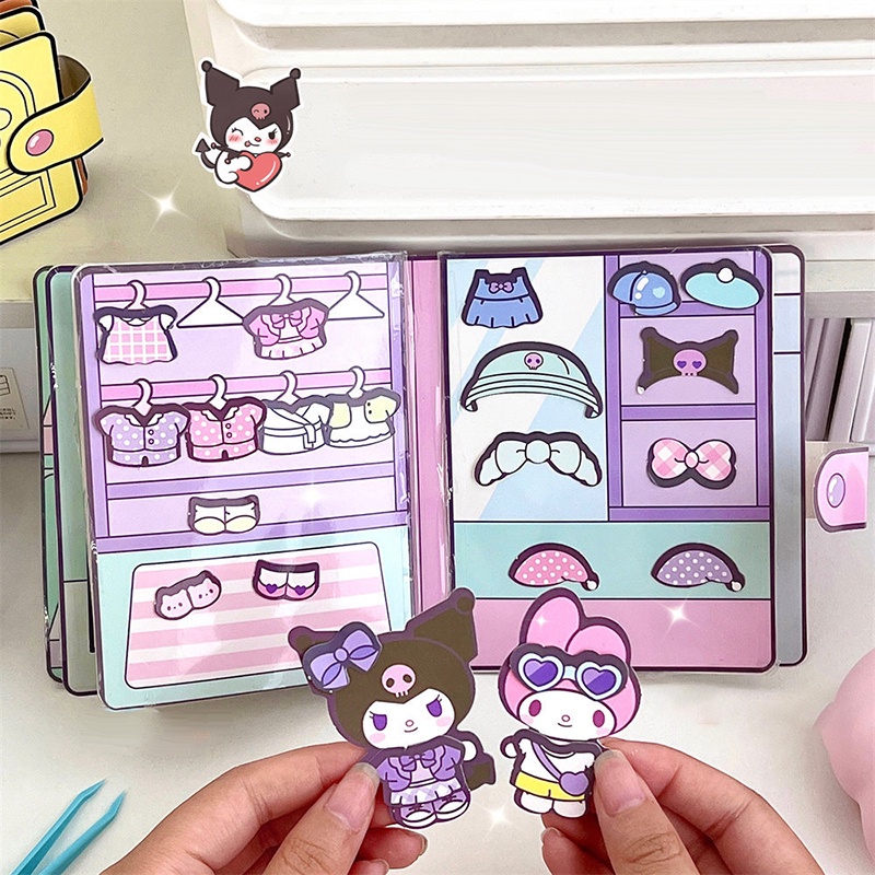 หนังสือของเล่นซานริโอ้ DIY SANRIO ของเล่นแฮนด์เมด ชุดหนังสือการ์ตูน แฮนด์เมด กึ่งสําเร็จรูป แต่งตัวเกม