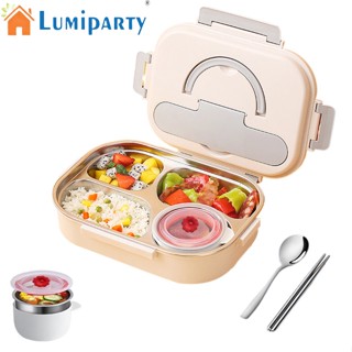 Lumiparty กล่องเบนโตะ กล่องอาหารกลางวัน สเตนเลส 316 ความจุขนาดใหญ่ พร้อมที่จับ สําหรับทํางาน โรงเรียน ปิกนิก