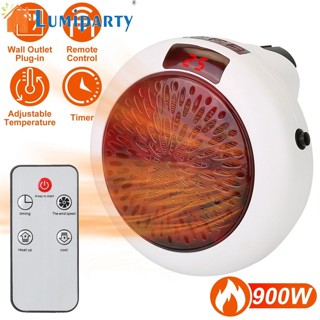 Lumiparty เทอร์โมสตัทดิจิทัล 900w ปลั๊กเสียบเครื่องทําความร้อนไฟฟ้า เสียงรบกวนต่ํา ทําความร้อนเร็ว พร้อมรีโมตจับเวลา (ปลั๊ก eu)