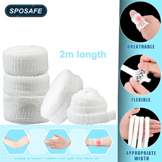 Sposafe ผ้าพันแผลตาข่าย ยืดหยุ่น ระบายอากาศ สําหรับรัดข้อมือ ข้อศอก เข่า บาดเจ็บ 1 ม้วน