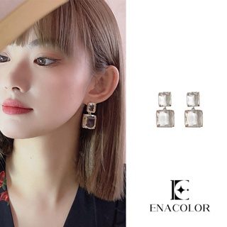 Enacolor ต่างหูคริสตัล ทรงสี่เหลี่ยม ทรงเรขาคณิต สไตล์เกาหลี สําหรับผู้หญิง 2023