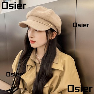 Osier1 หมวกเบเร่ต์แปดเหลี่ยม หมวกเบเร่ต์ ทรงหลวม สีพื้น หมวกข่าว ฉลากสีทอง เมฆ ยอดนิยม ฤดูใบไม้ร่วง หมวกกลางแจ้ง