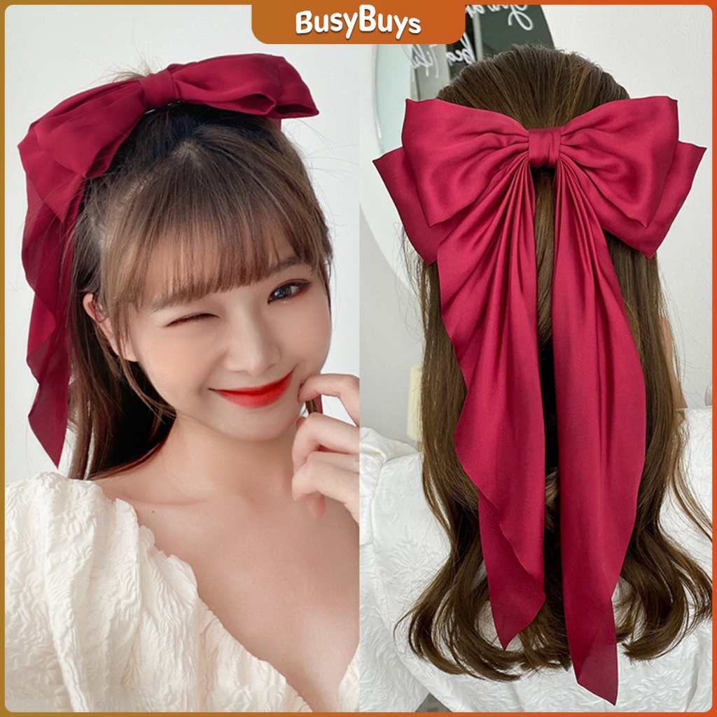 B.B. กิ๊บติดผม ผ้าซาติน ประดับโบว์ ริบบิ้นยาว ขนาดใหญ่ สไตล์เกาหลี วินเทจ สําหรับผู้หญิง Bow hairpin ราคา ถูกที่สุด ดีลบีเคเค แกลเลอรีภาพที่ 3
