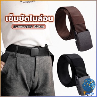 Tmala เข็มขัดหัวพลาสติก ความยาว 120 cm สายไนล่อน ไม่ต้องเจาะรู เเข็มขัดแฟชั่น belt