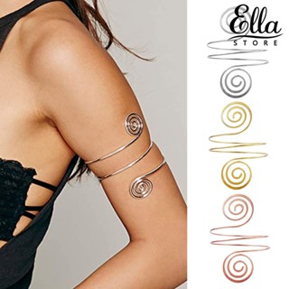 Ellastore123 เครื่องประดับ สร้อยข้อมือ กําไลข้อมือ แบบเกลียว ปรับได้ หลายชั้น สไตล์พังก์ สําหรับผู้หญิง