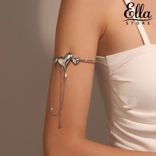 Ellastore123 แหวนทองแดง รูปหัวใจ ประดับพู่ ปรับได้ สไตล์ยุโรป อเมริกัน สําหรับงานปาร์ตี้