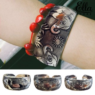 Ellastore123 สร้อยข้อมือ แกะสลัก สไตล์ทิเบตย้อนยุค ปรับได้ เครื่องประดับ สไตล์วินเทจ