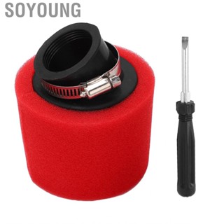 Soyoung Angled Foam Air Filter Fully Filtered Durable Rubber Scratch Resistant Cleaner Red with Screwdriver for ATV