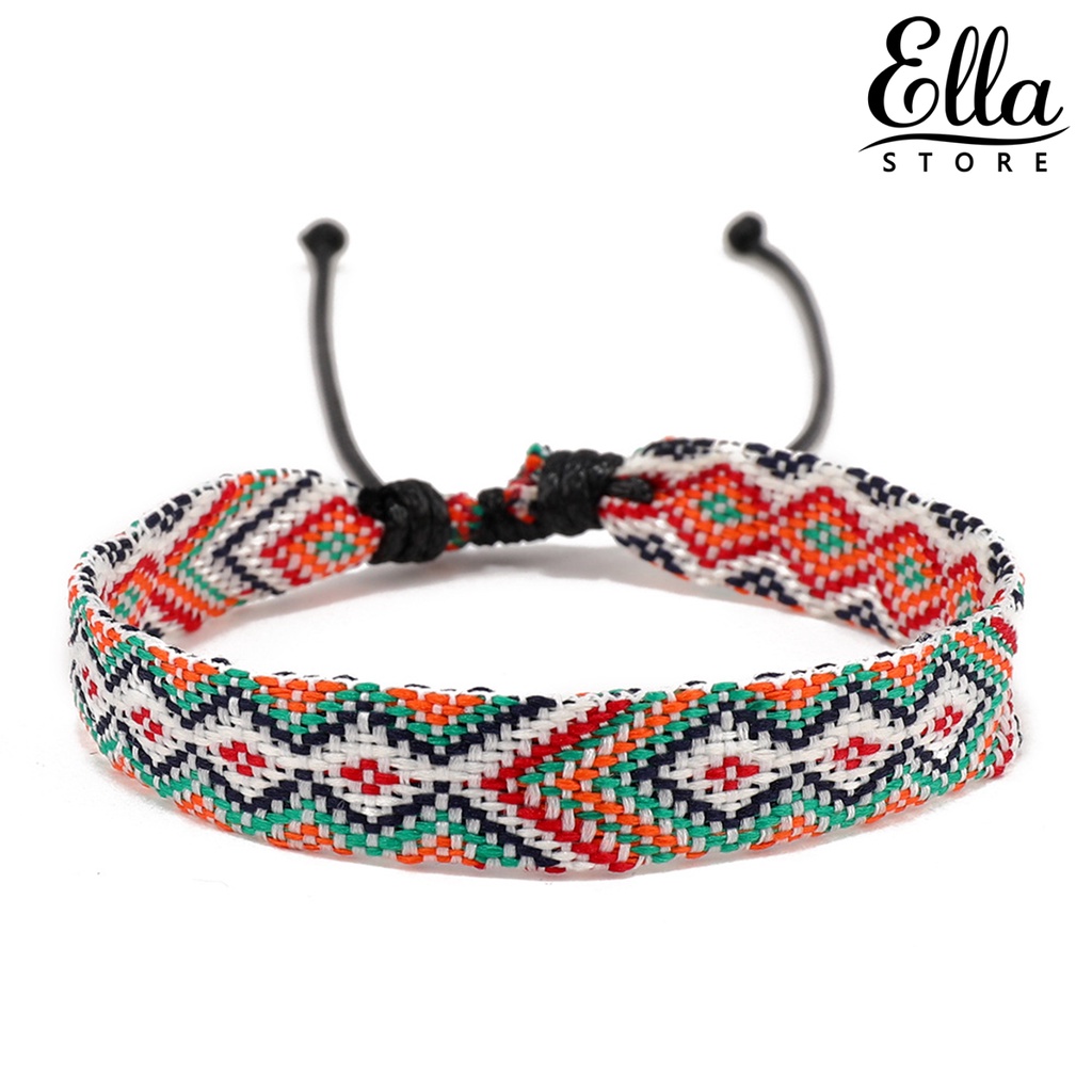 Ellastore123 สร้อยข้อมือ เชือกถัก แฮนด์เมด ลายเรขาคณิต หลากสี ปรับได้ เครื่องประดับแฟชั่น สําหรับคู่รัก
