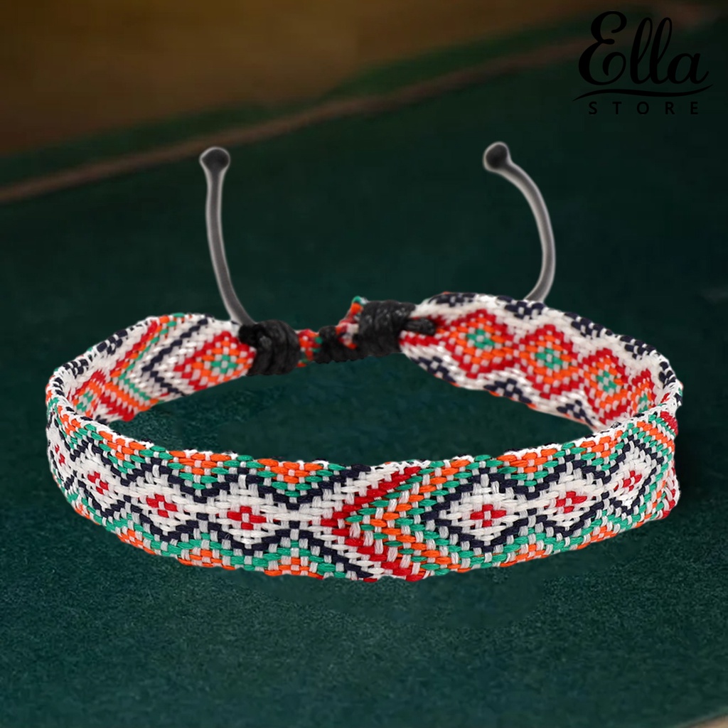 Ellastore123 สร้อยข้อมือ เชือกถัก แฮนด์เมด ลายเรขาคณิต หลากสี ปรับได้ เครื่องประดับแฟชั่น สําหรับคู่รัก