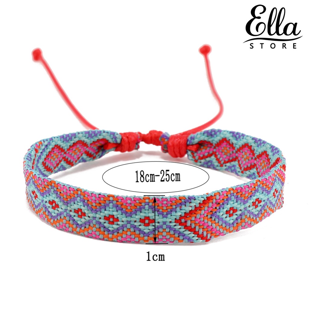 Ellastore123 สร้อยข้อมือ เชือกถัก แฮนด์เมด ลายเรขาคณิต หลากสี ปรับได้ เครื่องประดับแฟชั่น สําหรับคู่รัก