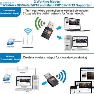 Best3c อะแดปเตอร์รับสัญญาณเครือข่ายไร้สาย USB wifi 600Mbps wi fi Dongle PC Dual Band wifi 5 Ghz Lan USB