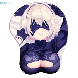 Best3c ขายดี แผ่นรองเมาส์ กันลื่น ลายการ์ตูนอนิเมะ 3D Nier 2B 3D พร้อมที่รองข้อมือ สําหรับเล่นเกม