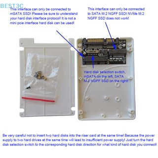Best3c การ์ดอะแดปเตอร์ M.2 NGFF MSATA SSD เป็น 2.5 นิ้ว SATA3 เป็น M.2 NGFF MSATA SSD พร้อมเคสสกรู