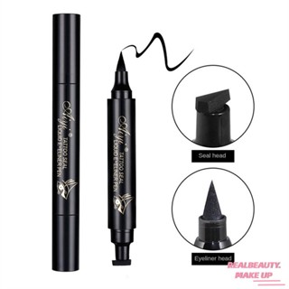 Double-ended Eyeliner Waterproof Stamp 2 In 1 หัวแปรงขนาดเล็ก เครื่องสำอางไม่เลอะติดทนนาน [realbeauty]