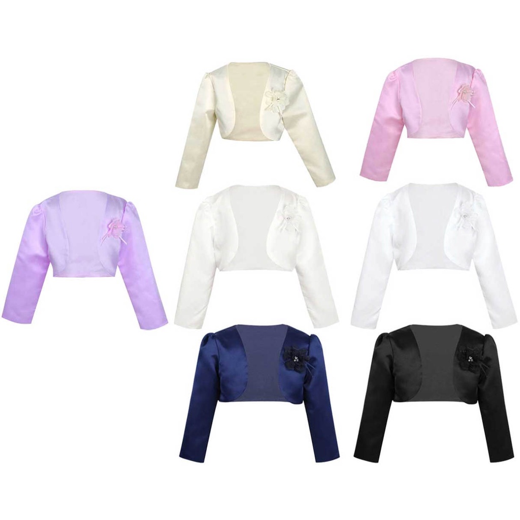 Yeahdor เด็กสาวแขนยาว Bolero แจ็คเก็ต Shrug เสื้อสเวตเตอร์ถักสั้นเสื้อกันหนาวชุด Cover Up