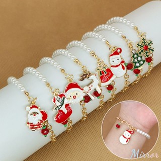 อินเทรนด์คริสต์มาสสร้อยข้อมือ Elk Snowman Snowflake สร้อยข้อมือสำหรับลูกสาว Bell ถุงเท้า Santa สร้อยข้อมือคริสต์มาสของขวัญ M