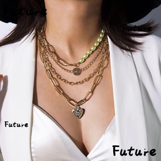 Future สร้อยคอโชคเกอร์ หลายชั้น สไตล์เรโทร สร้างสรรค์