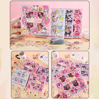 สติกเกอร์ กันน้ํา ลาย Sanrio Lotso Kuromi Mymelody น่ารัก สําหรับตกแต่งโทรศัพท์มือถือ 100 ชิ้น