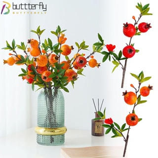 Buttterfly กิ่งทับทิมประดิษฐ์ 3 หัว ของขวัญ สําหรับตกแต่งโต๊ะ ปาร์ตี้