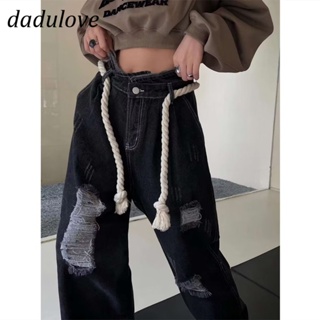 DaDulove💕 New American Ins High Street Retro Ripped Jeans Niche High Waist Loose Wide Leg Pants Trousers