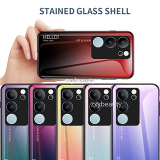 เคสโทรศัพท์มือถือกระจกนิรภัย กันกระแทก ไล่โทนสี สําหรับ vivo Y29 5G V2250 V29PRO 2023