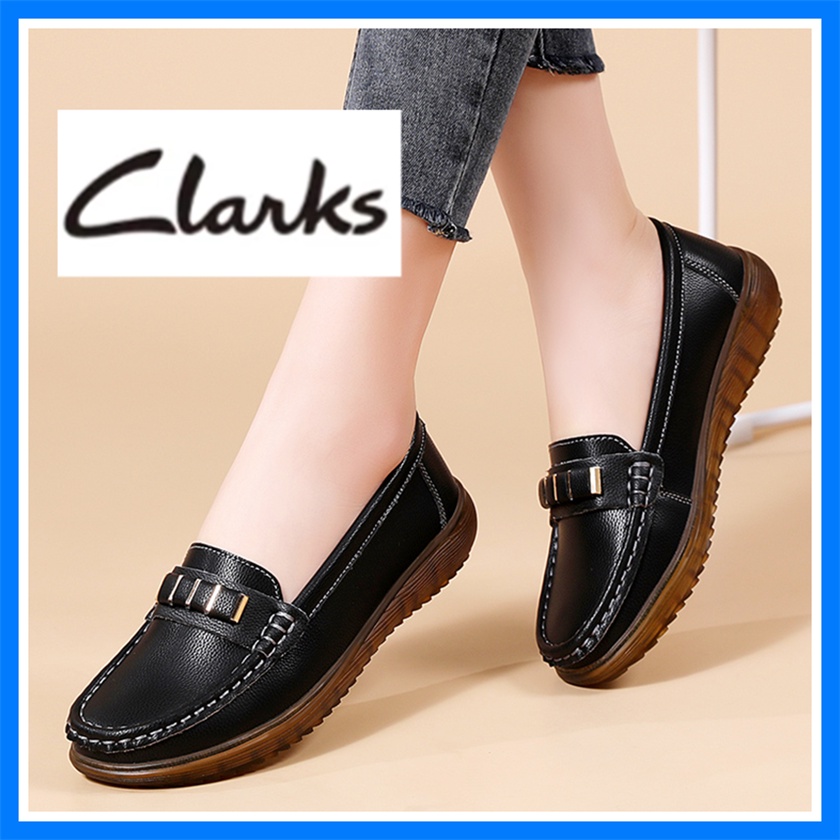 Clarks_ รองเท้าหนังลําลอง ส้นแบน สําหรับผู้หญิง สินค้าพร้อมส่ง